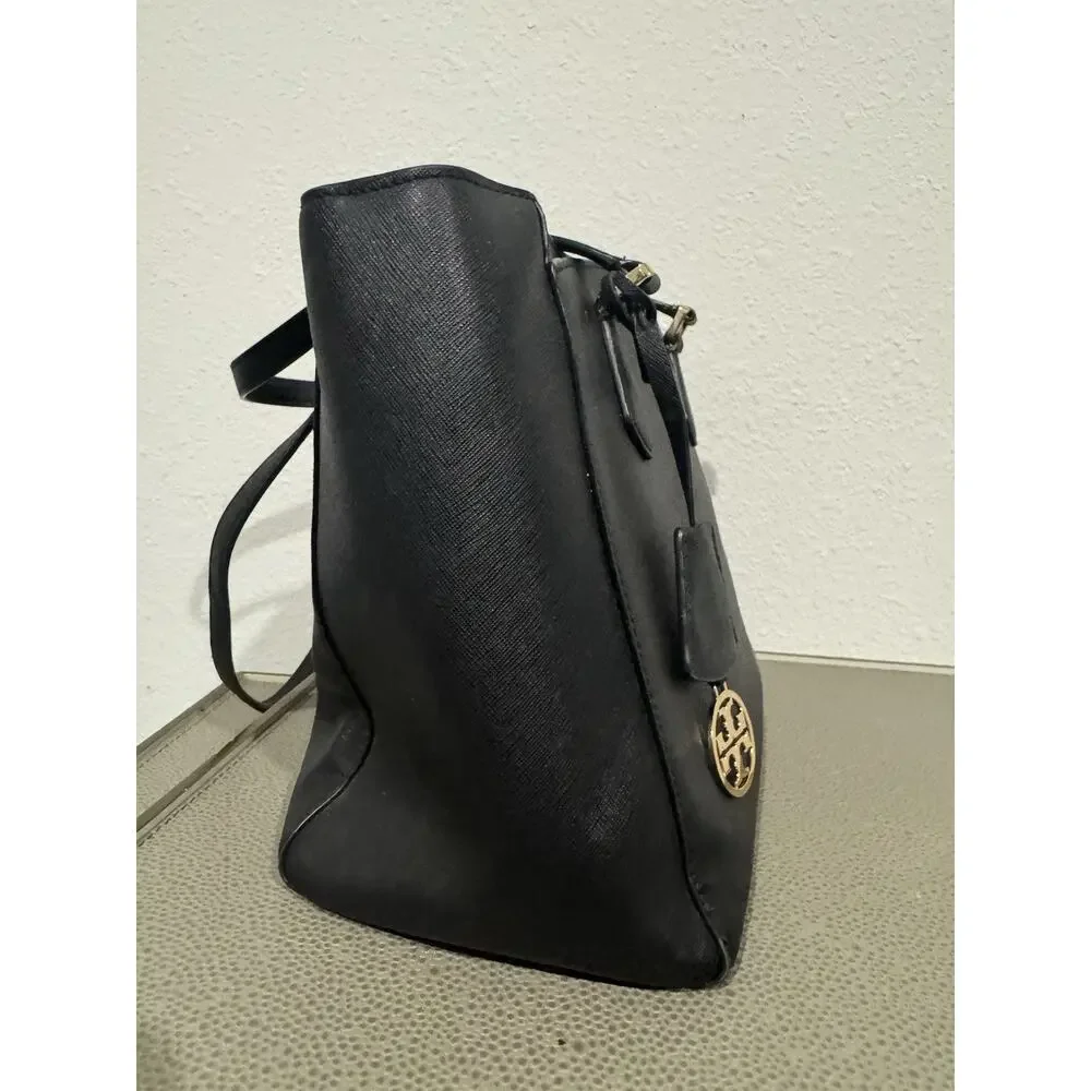 Tory Burch Black Saffiano Leather Robinson Tote Satchel Purse Bag